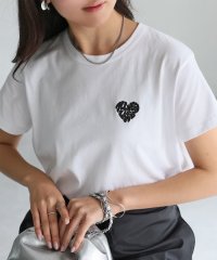Riberry/リベリー Riberry ハートロゴラメ刺繍コンパクトTシャツ/508391413