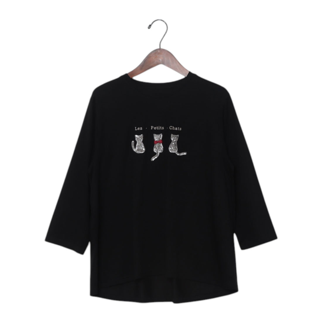 tシャツ BRODIAEA スパンコール ネコデザインカットソー レディース ブローディア BRODIAEA スパンコール ネコデザインカットソー