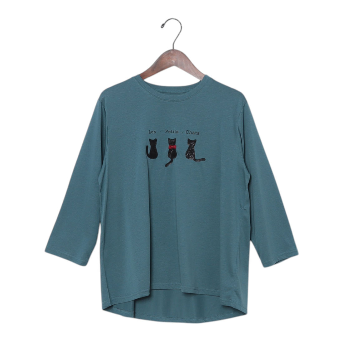 tシャツ BRODIAEA スパンコール ネコデザインカットソー レディース ブローディア BRODIAEA スパンコール ネコデザインカットソー