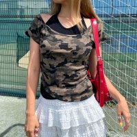 non-hedge/ノンヘッジ non－hedge 迷彩アンサンブル風プレートロゴトップス/508415429