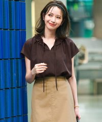 NIJYUSANKU（LARGE SIZE）/【WEB&一部店舗限定】ライトタンブラー ギャザー フリル ブラウス/508415615