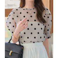 KOBE LETTUCE/コウベレタス KOBE LETTUCE フロッキードットシアーブラウス [C7618]/508416364