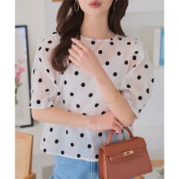 KOBE LETTUCE/コウベレタス KOBE LETTUCE フロッキードットシアーブラウス [C7618]/508416364