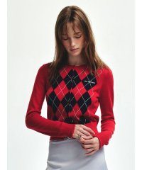 LILY BROWN/ロゴ刺繍アーガイルカーディガン/508416585