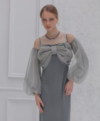 Leja/レジャ Leja フロントリボンチュールIラインワンピースドレス2点セット美脚効果結婚式 パーティードレス 成人式 二次会 同窓会 お呼ばれ オケージョン 20/508416934