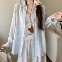 shoppinggo/ショッピングゴー shoppinggo シャツカーディガン 3Dフラワープリント 透け感 UV対策 シャツ 花柄サマーカーディガン 薄手 夏カーディガン おしゃ/508417095