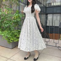 F.i.n.t/フィント F i.n.t 【洗える】フリル使い小花柄シャーリングワンピース/508417178