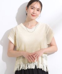 SHOO・LA・RUE/シューラルー SHOO・LA・RUE 裾フリンジマクラメVネックノースリニット/508417490