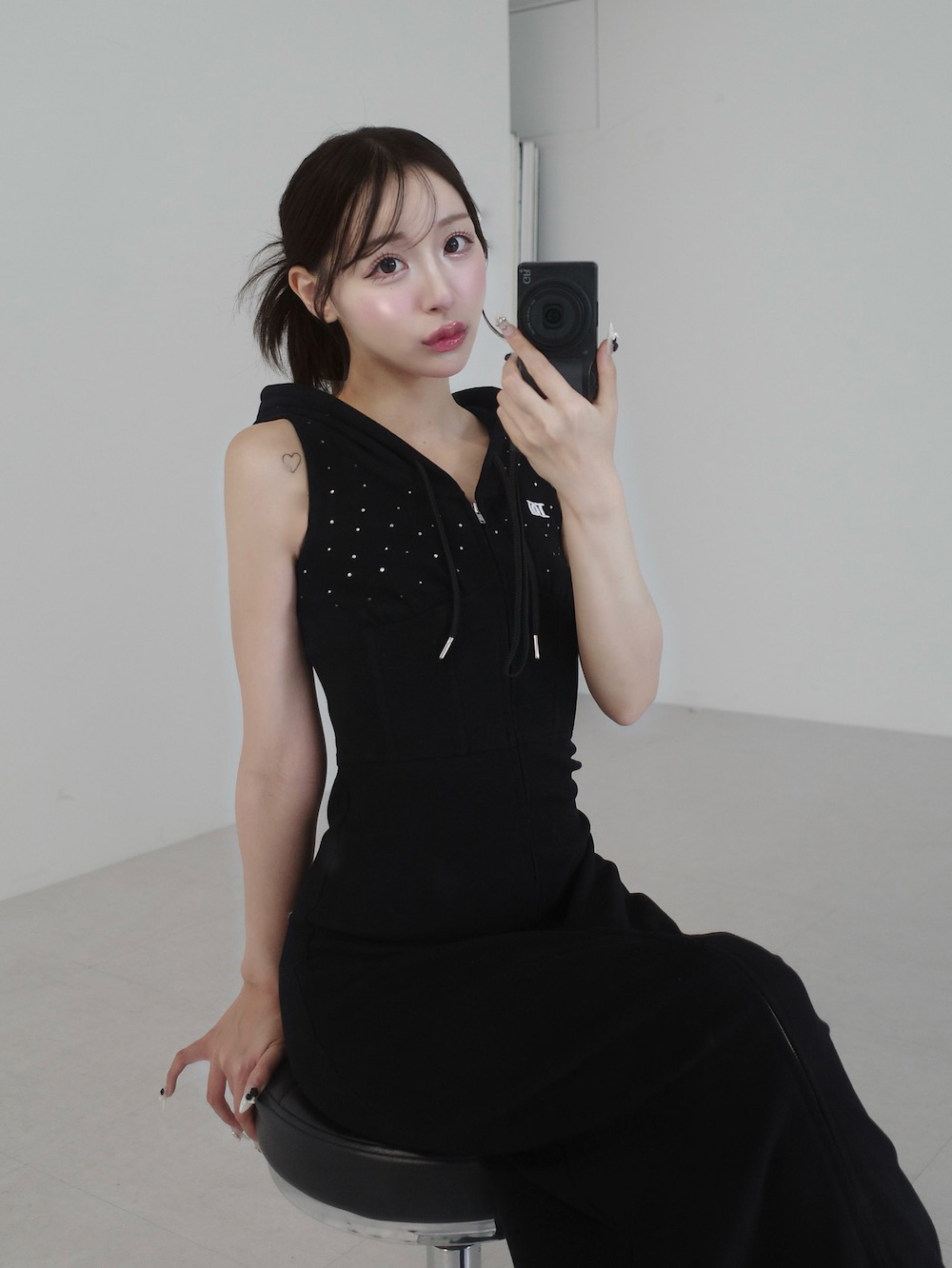 ダーリッチ　シャイニースウェットロングワンピース　BLACK フリー シャイニースウェットロングワンピース – Darich (ダーリッチ)