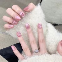 shoppinggo/ショッピングゴー shoppinggo ネイルチップ ハート ピンク ショート シンプル つけ爪 ネイルアート アートチップ デコチップ オーバル ウエディン /508417966