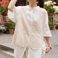 shoppinggo/ショッピングゴー shoppinggo 透かし編みメッシュニット ノースリーブトップス サマーニット タン スリム 透け感 ニットトップス 女性 ス 羽織り 半/508417967