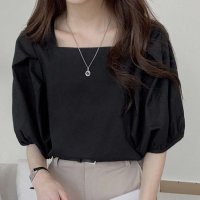 shoppinggo/ショッピングゴー shoppinggo 夏新作 パフスリーブ ブラウス トップス 半袖 薄手 無地 Tシャツ レディース 半袖トップス 半袖カットソー おしゃれ/508417969