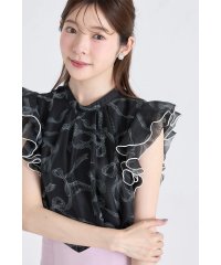 tocco closet/トッコクローゼット tocco closet シアーリボンプリントラッフルフリルブラウス/508418119