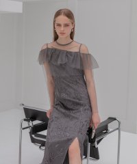 Leja/レジャ Leja 2WAYアシンメトリーフリルチュールフラワーIラインワンピースドレス2点セット美脚効果結婚式 パーティードレス 成人式 二次会 同窓会 お呼ば/508418165
