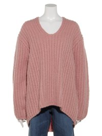Maglia Plus/マリアプラス Maglia Plus 畦編みVネックPO/507084649