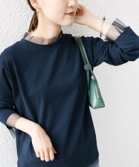 SHIPS WOMEN/《予約》【WEB限定】チュール コンビ ラウンド カットソー/508419121