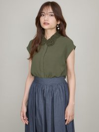 QUEENS COURT/クイーンズコート QUEENS COURT レースカラーフレンチスリーブブラウス≪洗濯機で洗える≫/508419997