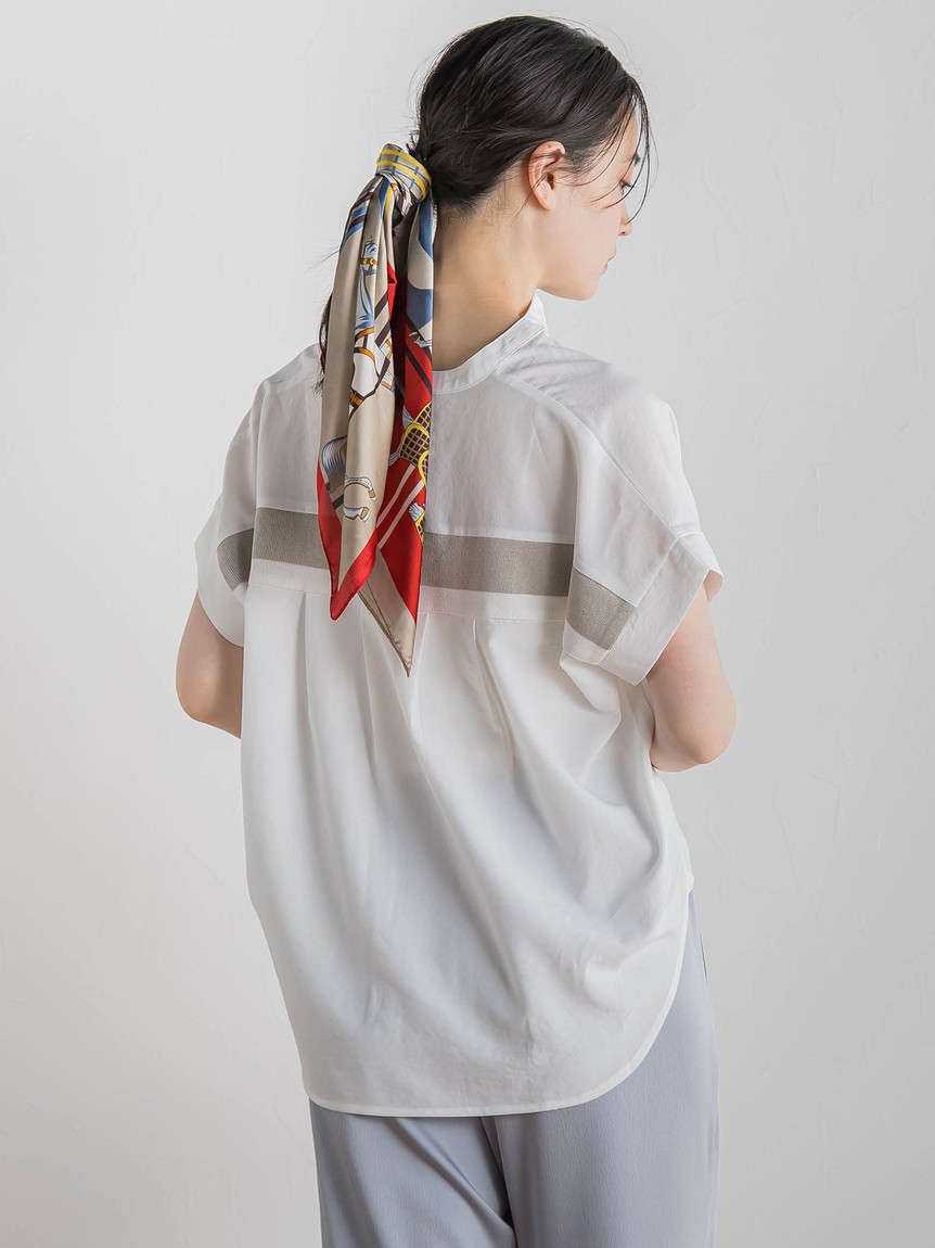 Droite lautreamont / ドロワットロートレアモン 【WEB限定】麻調バックヨークテープ切替えブラウス≪洗濯機で洗える≫ ドロワット ロートレアモン Droite lautreamont 【WEB限定】麻調
