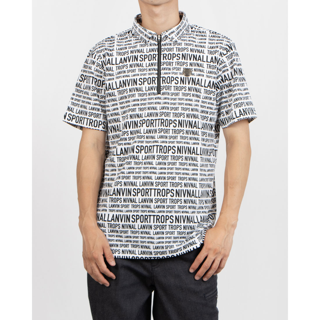 LANVIN SPORT  ランバンスポール半袖ジップアップトップス③ ランバン スポール LANVIN SPORT PARISデザインプリント半袖