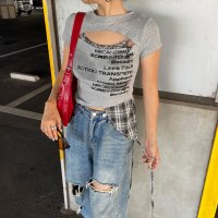 non-hedge/ノンヘッジ non－hedge カットワークチェックイレヘムトップス/508421692