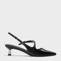 CHARLES & KEITH/ポインテッドトゥ クロスオーバースリングバックキトゥンヒール/508421763