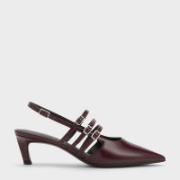 CHARLES & KEITH/パテント トリプルストラップポインテッドトゥスリングバックパンプス/508421764