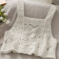 Belle Cie/ベルシー Belle Cie クロシェ かぎ針編み トップス シアー レース編み タンクトップ レディース クロシェタンク 重ね着 ニットトップ 透かし編み 韓/508421783