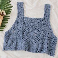 Belle Cie/ベルシー Belle Cie クロシェ かぎ針編み トップス シアー レース編み タンクトップ レディース クロシェタンク 重ね着 ニットトップ 透かし編み 韓/508421783