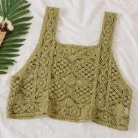 Belle Cie/ベルシー Belle Cie クロシェ かぎ針編み トップス シアー レース編み タンクトップ レディース クロシェタンク 重ね着 ニットトップ 透かし編み 韓/508421783