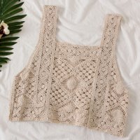 Belle Cie/ベルシー Belle Cie クロシェ かぎ針編み トップス シアー レース編み タンクトップ レディース クロシェタンク 重ね着 ニットトップ 透かし編み 韓/508421783