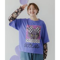 ScoLar/スカラー ScoLar 花とネコ柄のレイヤード風 接触冷感ロンT/508421885
