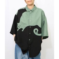 ScoLar/スカラー ScoLar パリティーのねこアップリケ バイカラーシャツ/508421890