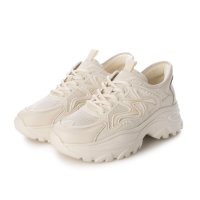 ALL BLACK/オールブラック ALL BLACK 【LEATHER/MESH】軽量 レースアップ厚底スニーカー/507088866