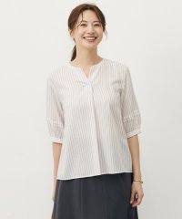 J.PRESS LADIES（LARGE SIZE）/【洗える】ウォッシャブルキュプラツイル キーネック ブラウス/508353741