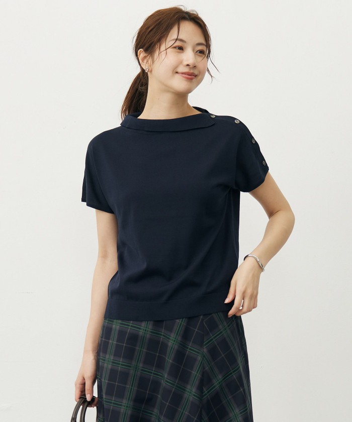 J.PRESS - ジェイプレス J.PRESS 美品 ニット 七分袖 襟付き M 紺 /JS J.PRESS - ジェイプレス J.PRESS 美品 ニット 七分袖 襟付き M