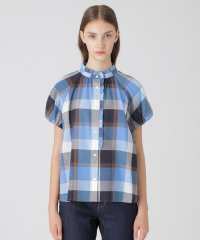 BLUE LABEL CRESTBRIDGE/クレストブリッジチェックコットンリネンフリルブラウス/508392468