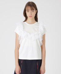 BLUE LABEL CRESTBRIDGE/コットンライトポンチフリルチュールカットソー/508392472