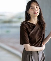 any SiS S/【洗える】シアーベロアドレープ Tシャツ/508424930
