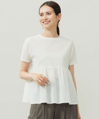 JIYU-KU(LARGE SIZE)/【洗える】リネンサッカーコンビペプラム カットソー/508424931