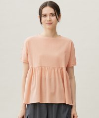 JIYU-KU(LARGE SIZE)/【洗える】リネンサッカーコンビペプラム カットソー/508424931
