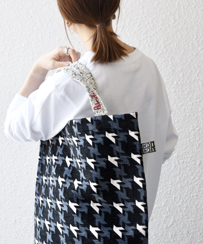予約》【SHIPS any別注】BINDU: ジャカード 千鳥 トート バッグ