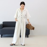 Aletta vita/アレッタ ヴィータ Aletta vita エステルツイル開襟オールインワンサロペット/508425577