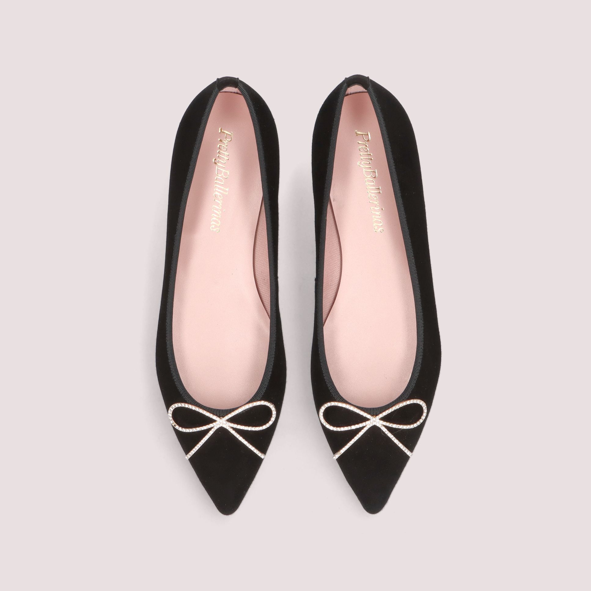プリティバレリーナ 美品エラ スエード リボン　ポインテッドシューズ  23相当 プリティ・バレリーナ Pretty Ballerinas ELLA suede crystal