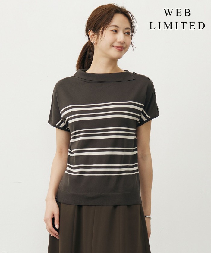 WEB限定カラーあり・洗える】COTTON POLYESTER ボーダー 襟付き