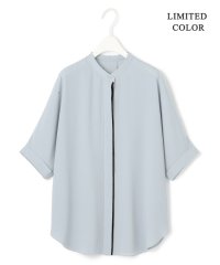 ICB（LARGE SIZE）/【人気のため新色追加・接触冷感・UVケア・速乾・洗える】BackSatinAmunzen 5分袖バンドカラーブラウス/508040112