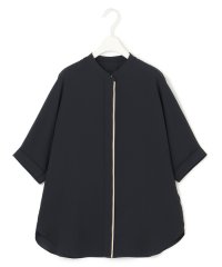ICB（LARGE SIZE）/【人気のため新色追加・接触冷感・UVケア・速乾・洗える】BackSatinAmunzen 5分袖バンドカラーブラウス/508040112