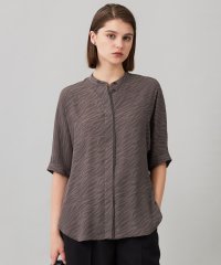 ICB（LARGE SIZE）/【人気のため新色追加・接触冷感・UVケア・速乾・洗える】BackSatinAmunzen 5分袖バンドカラーブラウス/508040112