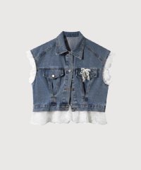 LA POMME petit/ラポミ プチ LA POMME petit Romantic Lace Deco Denim Vest/508430041