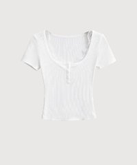 LA POMME petit/ラポミ プチ LA POMME petit Lace Stitching Square Collar Top/508430047