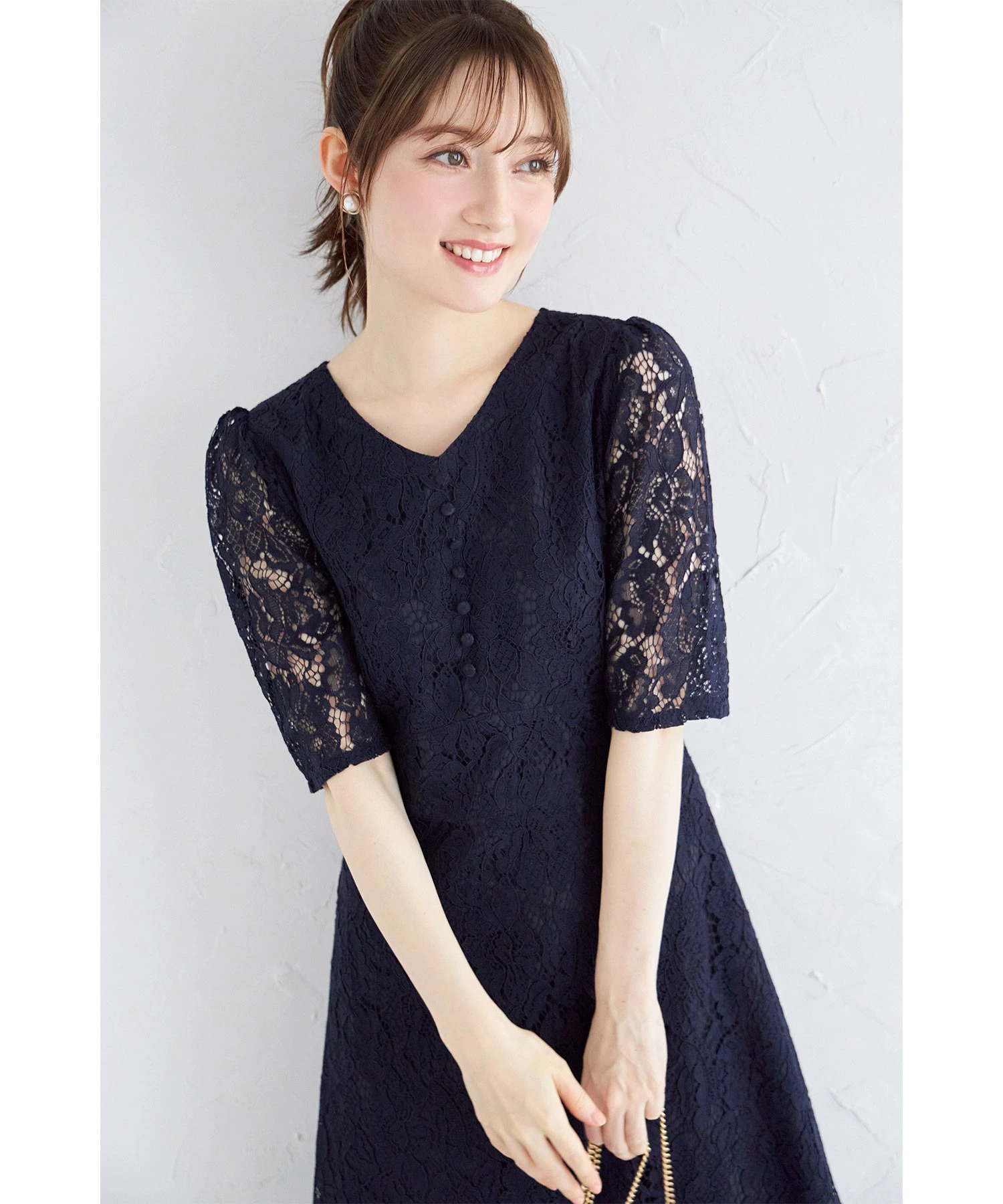トッコクローゼット tocco closet くるみ飾り釦付きフラワー
